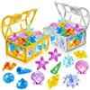AIEDECOPT Gemme Pirata Set, 36 Pietre Colorate con 2 Forziere Pirati, Gemme per Giocattoli Subacquei, Giocattoli per Immersioni con Gemmes per per Piscine, Spiagge e Cacce al Tesoro (Oro+Argento)