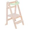 Mamatoyz 08FMINT Fold Menta Torre Montessoriana di Apprendimento Pieghevole Multiuso Learning Tower in Legno Naturale di Betulla con 3 Altezze Regolabili Senza Spigoli con Bordi Arrotondati