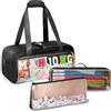 Yarwo Borsa per Tiles Mahjong Americana, 3 Pezzi - Con Tappetino, Cerniere e Lettere in Ciniglia - Custodia Trasparente per Tiles, Rack e Pusher (Solo Custodia) - Ideale come Regalo, Nero