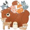 Orange Tree Toys ORANGE TREE Giocattoli in Legno impilabile e bilanciamento con Animali del Bosco - Orso, Volpe, Scoiattolo, Gufo, Castoro e Altro Ancora - per 1 Anno, Sviluppo precoce e attività del Bambino