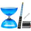TopHomer Diabolo Giocoltura Kit Diabolo Tripla Cuscinetto per Principianti e Professionisti con Cavo di Ricambio da 10 m, Barra Professionale, Borsa in Rete Diabolo (Blu, Stile Ordinario)