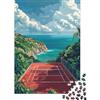 KEZXWCBMN Campo da Tennis Costiero Puzzle 1000 Pezzi per Adulti Cartaceo Vista Mare Famiglia Relax Idea Regalo 38x26cm/1000pcs