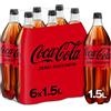 Coca-Cola Zero Zuccheri - 6 Bottiglie da 1.5 L, Tutto il Gusto della Formula Coca-Cola Senza Calorie, in bottiglia PET 100% Riciclabile, Bevanda Analcolica con Edulcoranti