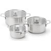 KitchenAid Stainless Steel Sheet - Set di 3 pentole in acciaio inox, 16 cm/20 cm/24 cm, adatte a piani cottura a induzione, adatte al forno, lavabili in lavastoviglie, colore: Argento
