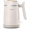 PHILIPS Bollitore Philips Eco Conscious Edition serie 5000, 100% plastica a base biologica*, capacità 1,7 L, cordless + base piroettata a 360°, finitura opaca bianco seta, HD9365/11, 1 confezione
