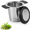 Carehabi Infusore per Tisane in Acciaio Inossidabile, Filtro te infusione Con Coperchio e due Manici Silicone resistente al calore Maglia Ffine per Teiere e Tazze