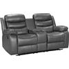Generic Divano Reclinabile 2 Posti in Pelle Grigio con Portabicchieri - Sofa Relax Moderno con Sedili Reclinabili e Comfort Imbottito - 185x90x90 cm - Ideale per Soggiorno e Home Theater