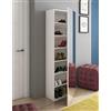Bricozone Scarpiera Con Specchio Alta Salvaspazio Moderna Fino A 14 Paia Di Scarpe Mobile Slim Da Ingresso Con Anta Reversibile 7 Ripiani Bianco Lucido Arredo Per Corridoio O Camera Da Letto