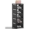Yeahbo Scarpiera Salvaspazio Slim Metallo 6 Ripiani, Scarpiera da Ingresso Piccola Verticale, Portascarpe Salvaspazio Nero, Organizzatore Scarpe per Esterno Soggiorno, Camera, Corridoio, Cucina