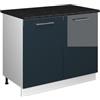 Vicco Mobile lavello cucina Fame-Line, Blu scuro lucido/Bianco, 100 cm, PL Antracite, per la combinazione con altri moduli della serie Fame-Line