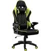 KRAKEN CHAIRS Sedia Gaming Tessuto Traspirante - Verde Poltrona Gaming Ergonomica Con Cuscino Lombare, Poggiatesta, Braccioli 2D E Dondolo, Sedia Ufficio Con Schienale 120°, Portata 130 kg