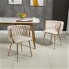 TIZZ Moderno lussuoso set di sedie da pranzo in velluto con gambe in metallo dorato, elegante design intrecciato a mano e morbidi cuscini per sala da pranzo, soggiorno e camera da letto (set da 2