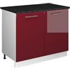 Vicco Mobile lavello cucina Fame-Line, Bordeaux lucido/Bianco, 100 cm, PL Antracite, per la combinazione con altri moduli della serie Fame-Line