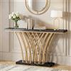 Lailang 150cm Consolle Ingresso, Mobile Ingresso Corridoio, Tavolino Oro, Mobile Soggiorno Moderno, Consolle Ingresso Legno, Mobiletto Ingresso Stretto, 150 x 30 x 80 cm, Nero e Oro