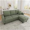 Lexiou 166 x 118 x 77 cm, divano ad angolo a L con chaise longue, divano a 3 posti, tessuto a coste, gambe in plastica, design modulare, ideale per soggiorno, appartamenti e uffici (verde)