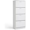 MOHOME Scarpiera Salvaspazio Slim Legno 4 Ante Bianco Frassinato Dimensioni 152 x 63 x 24 cm Anta a Ribalta Porta Scarpe Doppia Profondità Moderno MDF Ingresso Camera