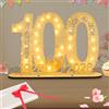 Seutgjie Decorazione per 100 compleanno, da donna, da uomo, 1926 - 2026, regalo in denaro con catena luminosa a LED, papillon e carta da regalo per anniversario, decorazione da tavolo, in legno