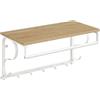 NMK HOME Mensola da parete 60 x 30 cm stile scandinavo con appendiabiti per ingresso legno sonoma e metallo bianco