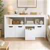 ZECIIYE Credenza Bianca 120cm, Buffet Moderno con 4 Contenitori su Ruote, Mobile Basso Salvaspazio Profondità 33cm per Soggiorno, Cucina e Ingresso