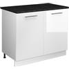 Vicco Mobile lavello cucina Fame-Line, Bianco lucido/Bianco, 100 cm, PL Antracite, per la combinazione con altri moduli della serie Fame-Line