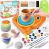 TOSUTO Ruota per Ceramica per Bambini,Set di Ceramiche per Bambini,Mini tornio Elettrico,Macchina per Ceramica con Argilla,Colori,Adesivi,Regalo Compleanno Bambinis e Bambine 6+ Anni,Arancia
