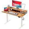 Agilestic Scrivania regolabile in altezza con 2 cassetti 100 x 60 cm Scrivania stabile regolabile in altezza elettricamente,scrivania ergonomica sit-stand, scrivania per computer,Marrone chiaro