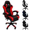 SISA BY GL - Sedia Gaming Ergonomica Reclinabile fino a 135°, con Poggiapiedi, Supporto Lombare e Poggiatesta, Rotazione 360°, Pistone a Gas, Pelle Sintetica Nera - Sedia Gaming Rosso/Nera