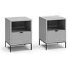 Vicco Comodino Eliza, Grigio, Set di 2, utilizzabile come superficie d'appoggio accanto al letto o al divano