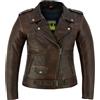 Texpeed Giacca da motociclista in pelle da donna Marlon Brando - Giacca da motociclista da turismo da donna con protezione CE da motociclista (EN 1621-1) originale, Marrone - L