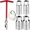 JOLANG Set di 6 Chiave Candela, Bussola Candele, Chiave Candele 14mm 16mm 18mm 21mm, Set Chiavi Candela con Impugnatura a T Universale per Auto, Moto e Tosaerba, Strumento di Rimozione delle Candeles