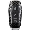 M.JVisun Genuino Fibra di Carbonio Custodie per Chiavi Auto Per Ford Mustang 2016 2015 Cover Chiave Guscio Chiave - 3 Pulsante - Per Mustang Logo - Nero