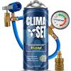Clima Set ClimaSet - Ricarica aria condizionata R 1234yf, tubo flessibile e adattatore - Kit Ricarica Gas AC - Kit Ricarica Climatizzatore Auto - 170 g