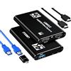 Fulfalic Scheda di acquisizione HDMI, USB 3.0 1080P 60 FPS, scheda di acquisizione video con loop out HDMI e ingresso microfono, acquisizione di giochi a bassa latenza per streaming, compatibile con