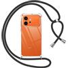 Pnakqil Cover per Honor 600 5G con Cordino, Trasparente Custodia con Laccio Tracolla Cellulare Girocollo Collana Protettiva per Honor 600 6,57, Nero