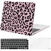 MOSISO Custodia Compatibile con MacBook Air 13 Cover M1 2021 2020 2019 2018 | Copritastiera&Pellicola&Grana Leopardo Case per MacBook Air 13,3 pollici A2337 A2179 A1932, Rosa