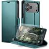 FERLAN Cover per Xiaomi Redmi Note 15 Pro 5G+ 2 Pezzi Vetro Temperato,Antifurto,supporta ricarica wireless,in pelle multifunzione,chiusura magnetica con chiusura anti-urtoblu,verde