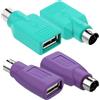 TAKUZA Set di 4 adattatori PS2 a USB A, convertitore per mouse e tastiera, PS/2 femmina a USB-A, ricambio per PC desktop, laptop e notebook