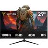 YEYIAN Monitor piatto Gaming Elysium 27 FHD | 1920 x 1080 | Pannello Fast IPS | View 178° | 1000:1 | 180 Hz | 16:9 | 16.7 M Colori | Risposta 1 ms OD | VESA | DisplayPort 1.2 HDMI 1.4 | YMFI -IPF277