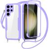 FERLAN Cover per Samsung Galaxy S24 Ultra con Cordino, 360 Gradi Antiurto Custodia con Protezione Schermo Integrata Trasparente Rugged TPU Bumper Doppia Protettiva Cover per Samsung Galaxy S24 Ultra -Viola
