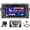 Hikity 5G WiFi 4+64G Android Autoradio per Ford Focus S-Max Mondeo Galaxy C-Max Kuga, 7 Pollici IPS Touch Screen Stereo Auto con Wireless Carplay Android Auto Bluetooth5.0 FM/RDS GPS SWC AHD Retrocamera