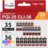 Yongairuink PGI-35 CLI-36 Cartucce di ricambio per Canon PGI 35 CLI 36 PGI35 CLI36 per CAN IP100 IP110 IP110WB IP100WB Mini260 Mini320 TR150 TR160 (12 nero, 8 colori)