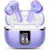 OWMSIC Auricolari wireless Bluetooth 5.4 con 4 microfoni con cancellazione del rumore, auricolari in-ear 46H con suono stereo 3D bassi, orecchie piccole, display a LED, chiamate allenamento sportivo