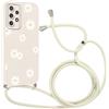 Coalbooliy Custodia con Cordino per Samsung Galaxy A53 5G 6,5 Cover Aesthetic Fiore Bianco con Laccio Collana Morbido TPU Bumper Silicone Protezione della fotocamera Case Cellulare Girocollo, 05