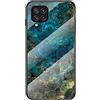 BeyondTop Custodia per Samsung Galaxy M32 Sottile e Slim Marmo Cover Posteriore in Vetro Temperato con Bordo in TPU Protettiva Cover per Samsung Galaxy M32 (Blu)