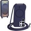 FMPCUON FNPCUON Cover Magnetica Silicone per Samsung Galaxy S26 Ultra con Cordino,Compatibile con MagSafe,Custodia con Laccio Collana Tracolla Collo Sottile TPU Antiurto Protettiva Case con Corda.Blu