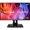 ViewSonic VP2458 Monitor professionale Full HD da 24 pollici con 100% sRGB, Delta E<2, calibrazione colore hardware, VGA, HDMI, DisplayPort per progettazione grafica, fotografia e editing video, nero