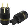 Monosaudio 1 paio di connettori HiFi Schuko AC 16 A 250 V Power Cable spina Euro placcata oro, 2 poli per cavi di alimentazione audio fai da te (placcato oro, P078E)