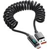Générique Cavo USB C 120W - Cavo di ricarica a molla, cavo di ricarica ad alta velocità da 3 piedi con display digitale, cavi USB C a ricarica rapida per auto, viaggi, palestra, casa, scuola e
