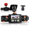 Rimoody 360° 4 Canali Dashcam Auto, 4 Telecamera HD 1080P Anteriore e Posteriore Sinistra Destra, 2 Pollici IPS Schermo Dash Cam con Visione Notturna 8 IR/Loop Video/24H Parcheggio Monitor
