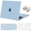 MOSISO Custodia Compatibile con MacBook Air 13 Cover M5 M4 M3 M2 2026-2022 A3449 A3240 A3113 A2681,Case per MacBook Air 13,6'' display Liquid Retina&Copritastiera&Pellicola&Tipo C, Celeste
